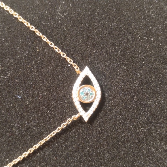 Evil Eye Guardian Necklace Set In Brilliant Stones Stamped 480 PM - Picture 2 of 8